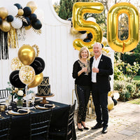 TONIFUL 4 Set Black Gold Balloon Stand Balloon Centerpieces for Table – Fun for Kids & Family - Black Gold-foil Gold 50 / 4 Set Balloon Stand-Number Balloon - image 3