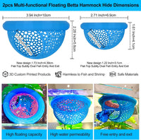 2pcs Wood Fish Feeding Ring for Aquarium，Floating Betta Hammock - Deep Blue / 1pcs big and 1pcs small floating version - image 2