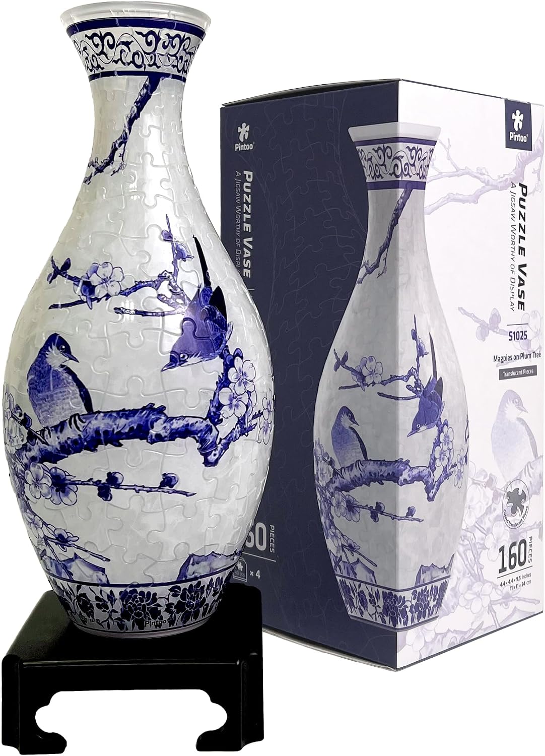 Pintoo Unique 3D Puzzle Vase for Adults - Magpies on Plum Tree / 160