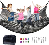 Climbing Net for Kids - 9.9FT x 9.9FT Double Layers Heavy Duty Playground Safety Net, Climbing - Black / 14.8' x 9.9'
