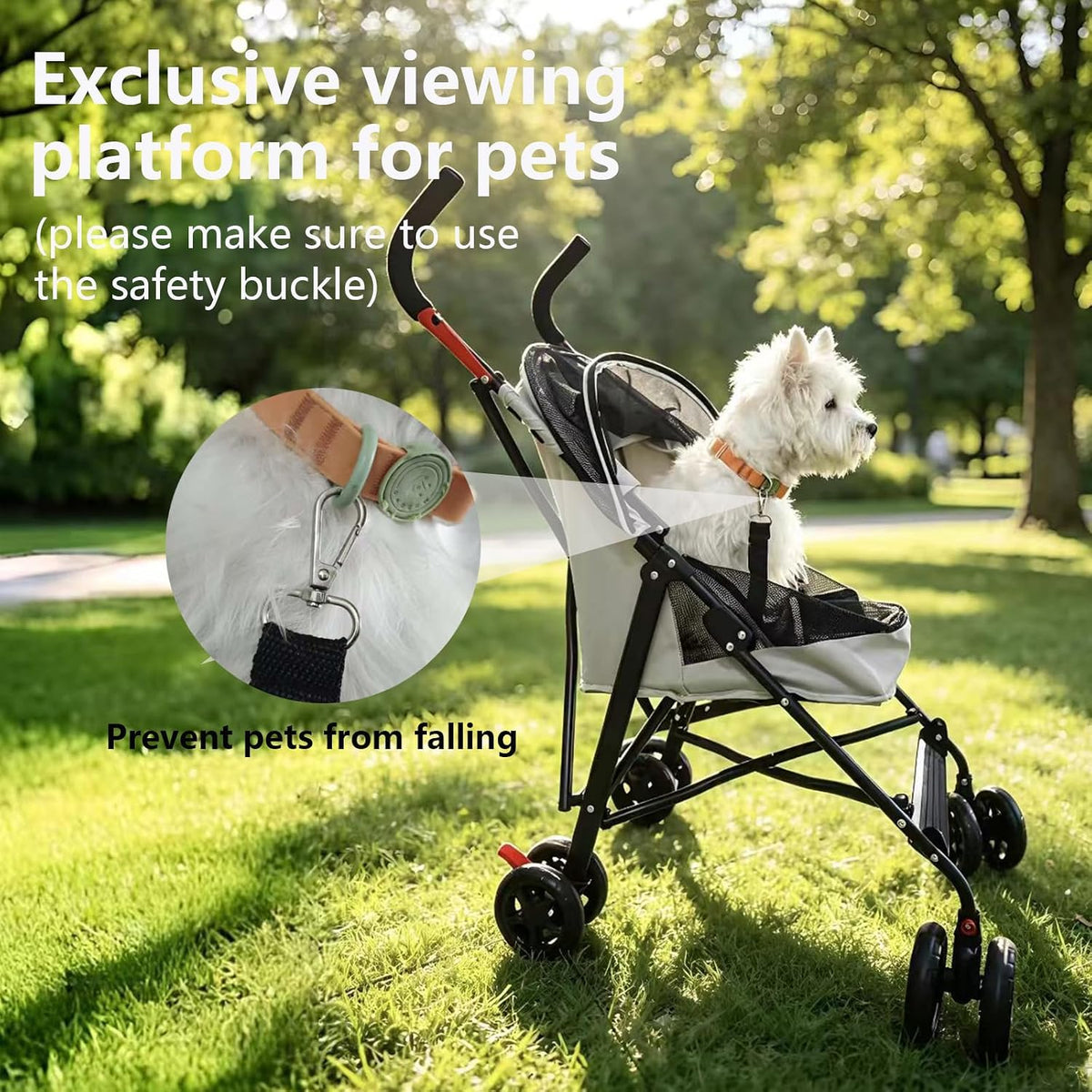 Cat Stroller Foldable Lightweight for Small Dogs Cats 0-15 lbs Pink – Essentials for Dogs - Gray - image 4