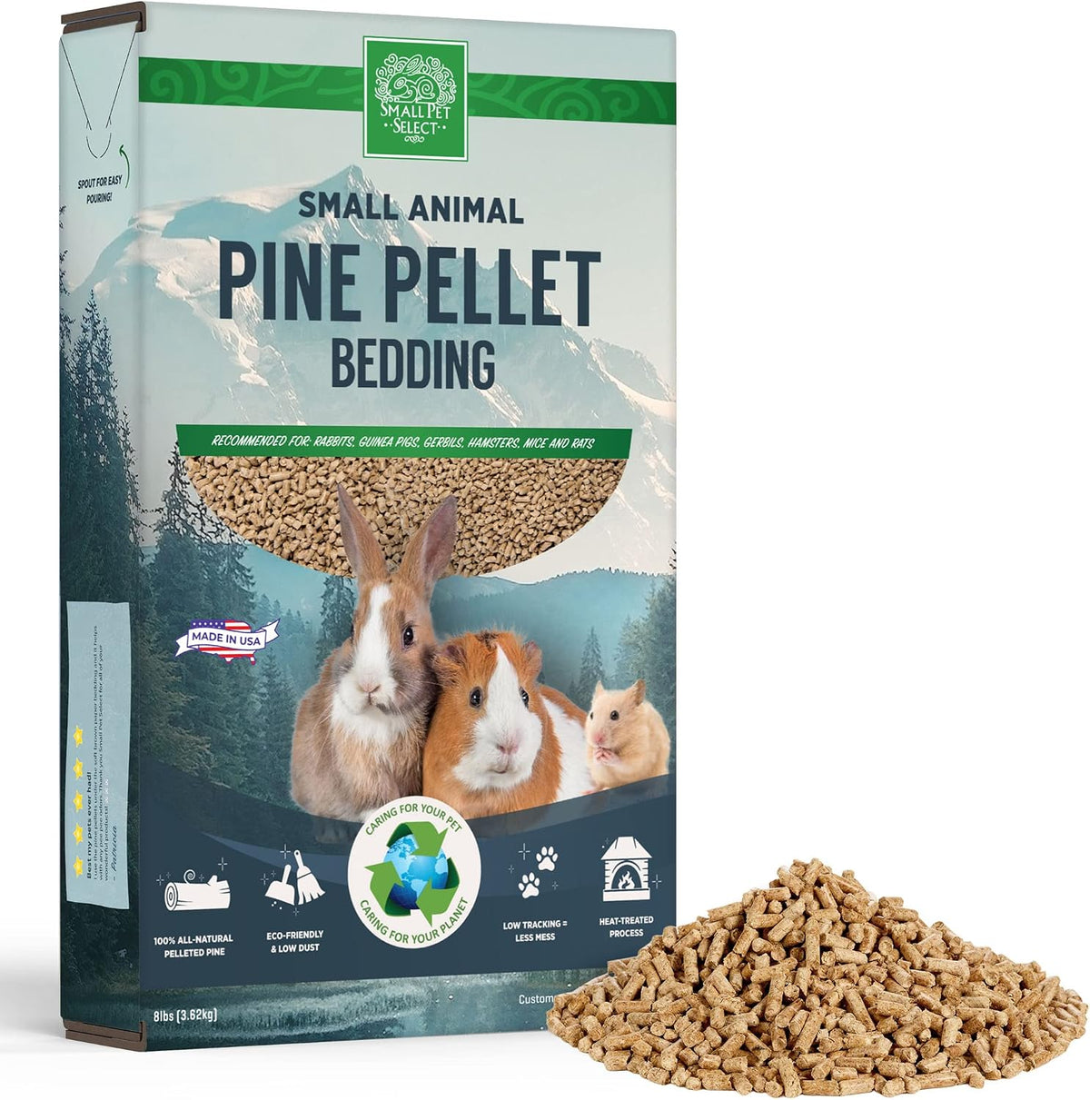 Small Pet Select Pine Pellet Bedding for Rabbits & Guinea Pigs - 8 Pound (Pack of 1)