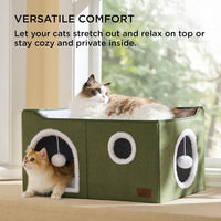 Bedsure Cat House Bed for Indoor Cats with Fluffy Ball and Scratch Pad - Loden Green / Widen - image 4