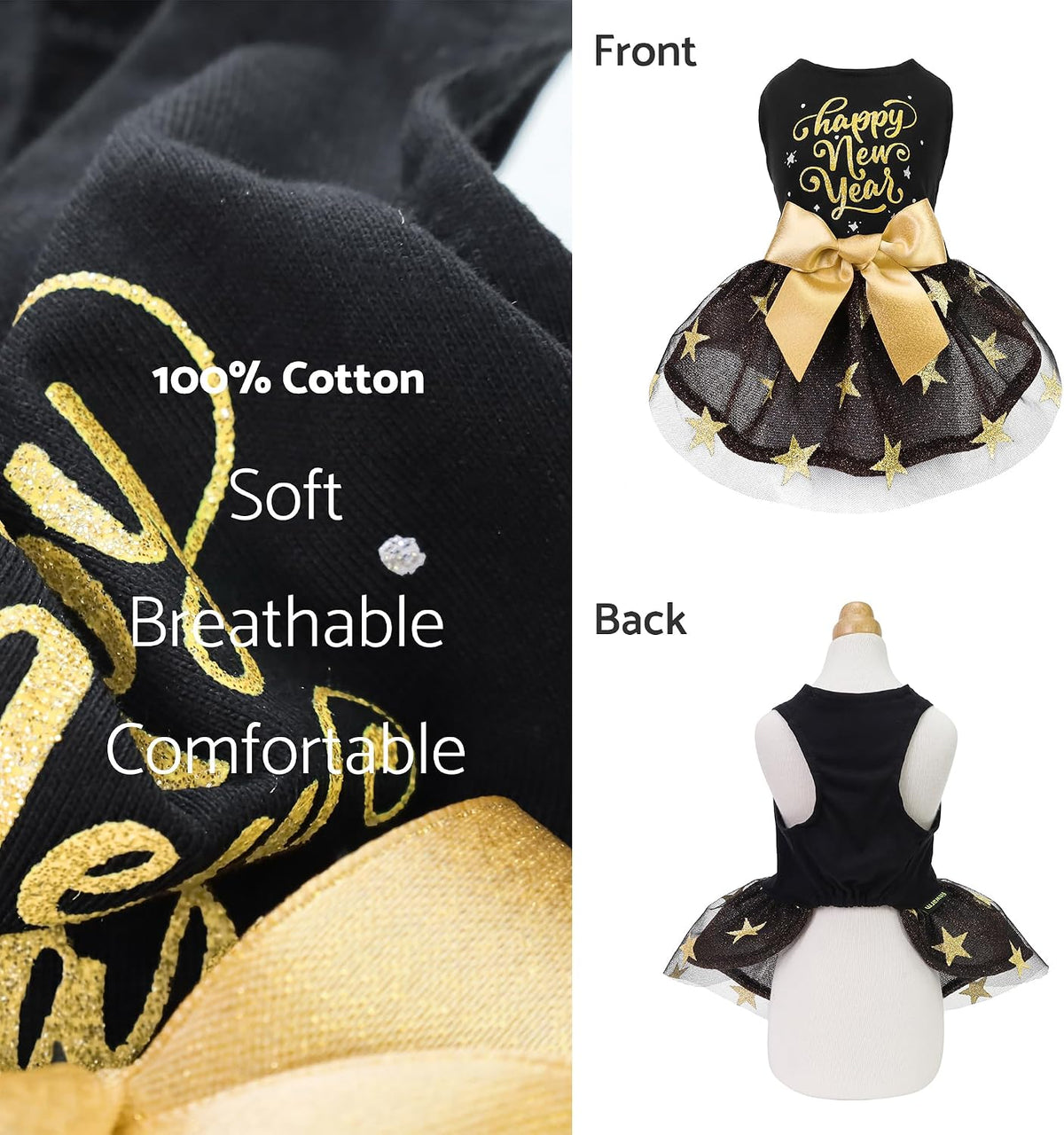 Fitwarm Birthday Girl Dog Tulle Dress - Large / Happy New Year - image 4