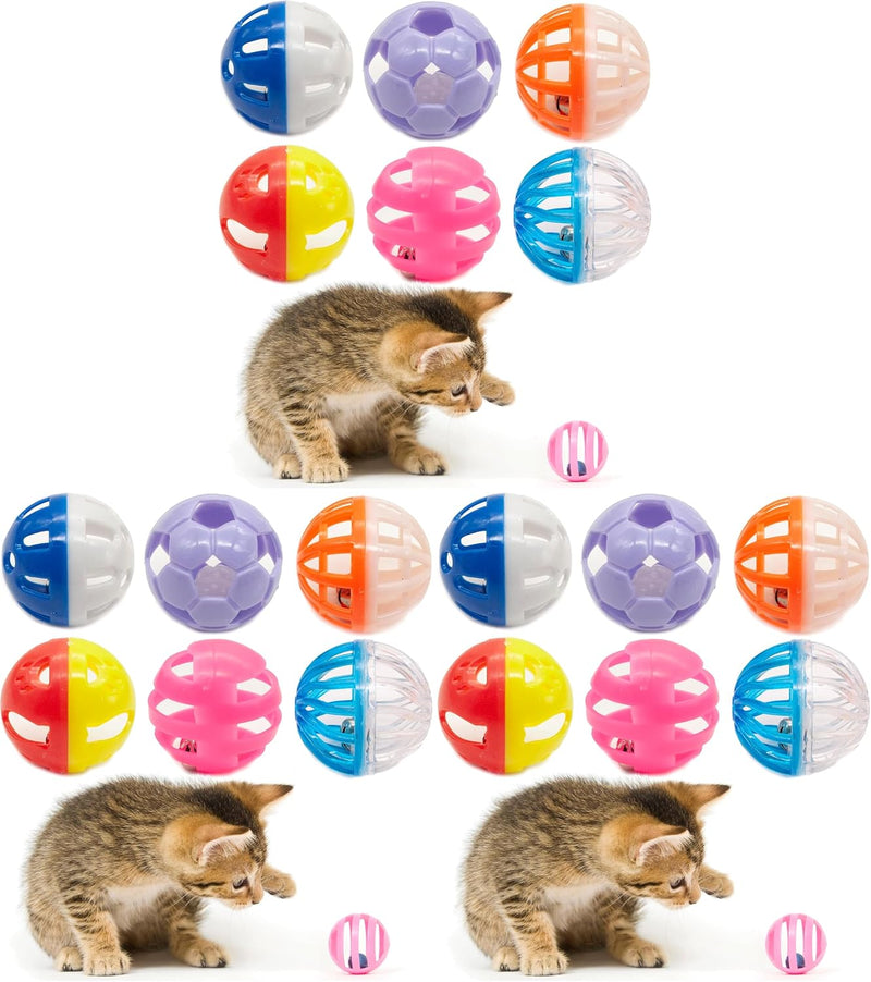 Fashion's Talk 12PCS Value Pack Plastic Ball Cat Toys Lattice Balls - 1.5" (Pack of 3) / 12pcs(6 styles with various colors）