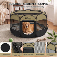 Siedihit Dog Cat Playpen, Puppy Pet Playpen Indoor for Small Dog Crate Tent Cage Outdoor, Portable - Black Khaki / Large - image 4