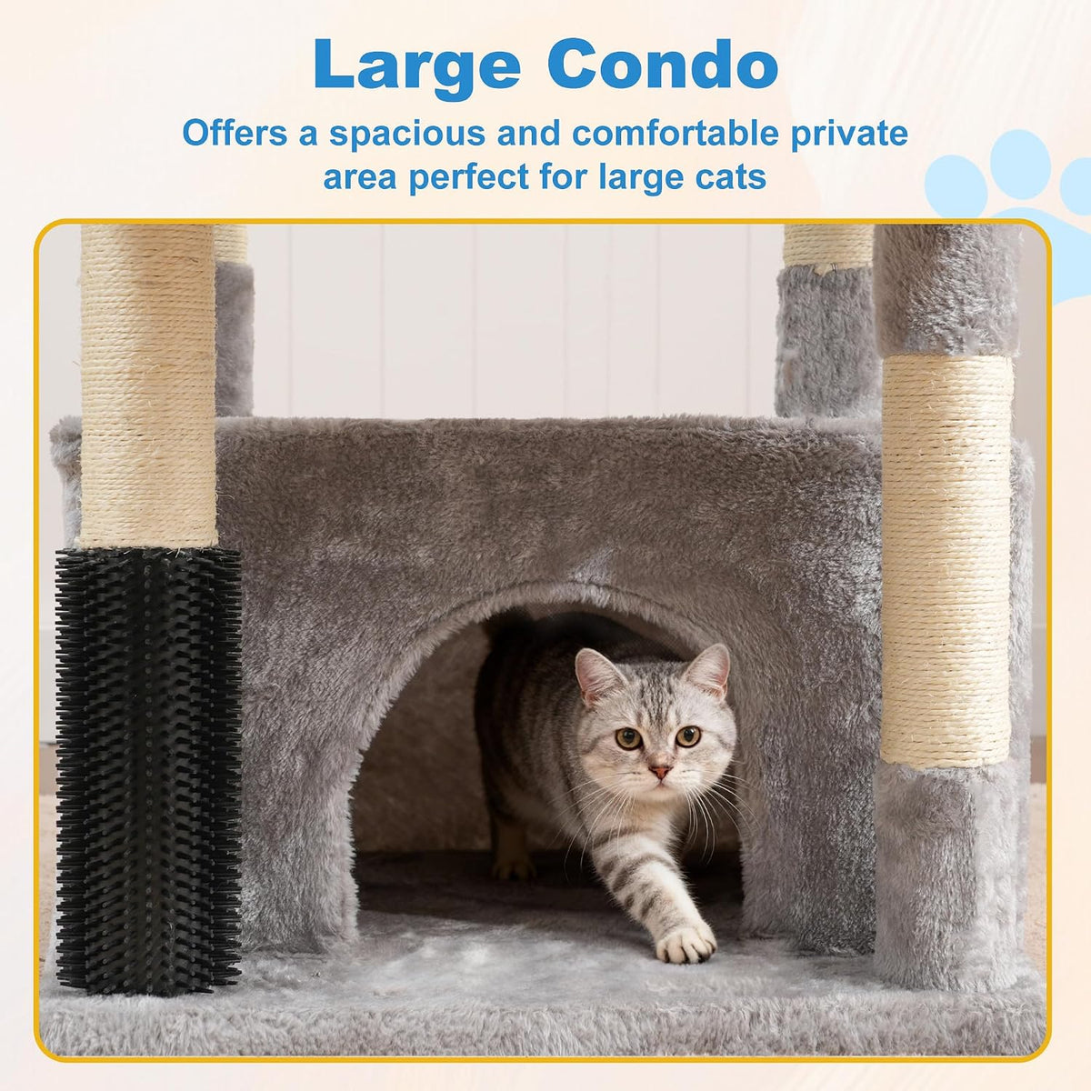 Hey-brother Cat Tree Tower with Large Platform, Spacious Condo - Light Gray / 35.4 Inches - image 4