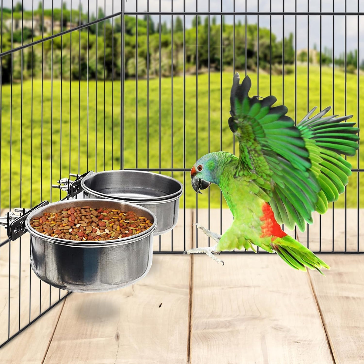 PINVNBY Parrot Feeding Cups Birds Food Dish Stainless Steel Parrot - Three screws / M - image 4