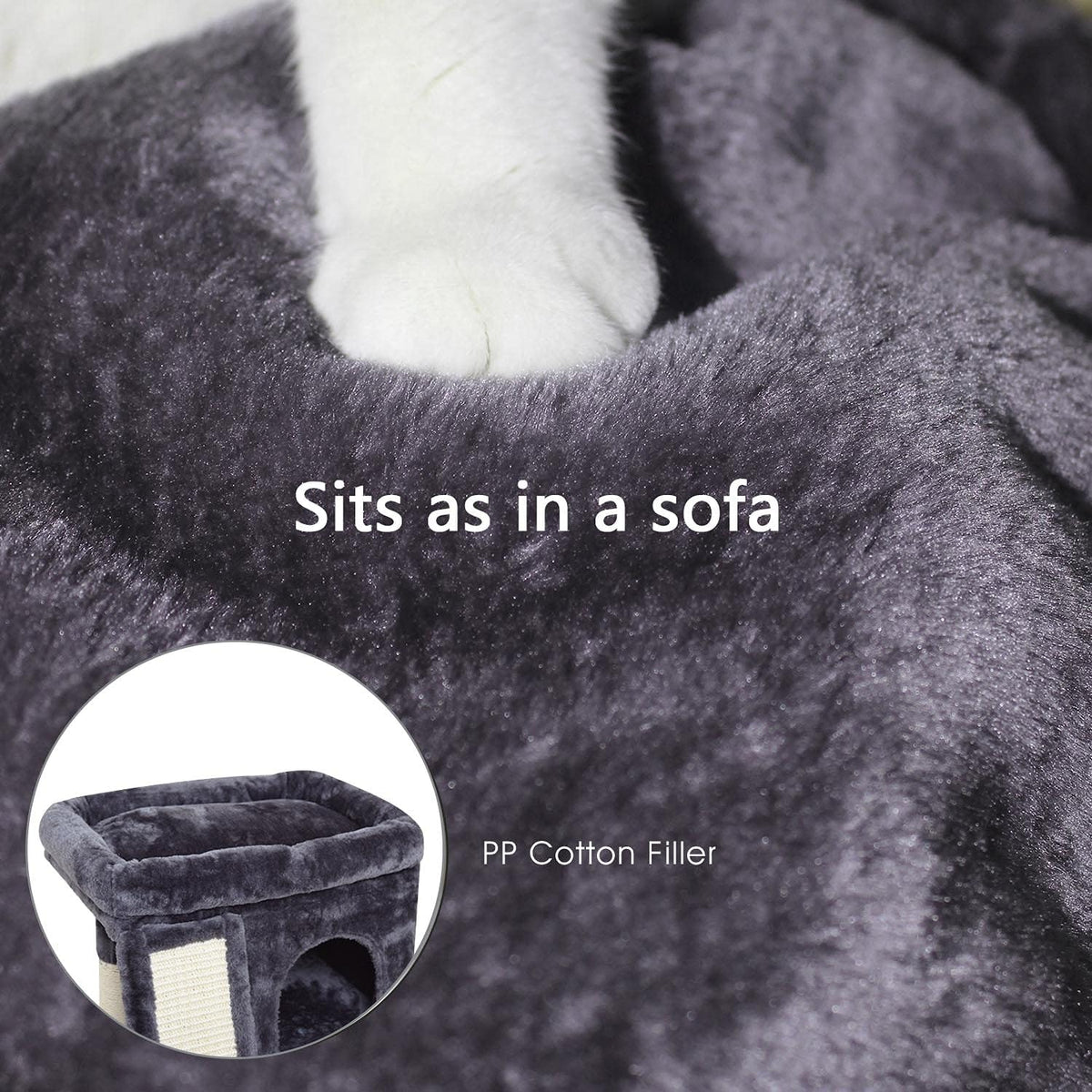 SYANDLVY Gothic Cat Tree with Coffin Bed for Indoor Cats - Smoky Grey - image 4
