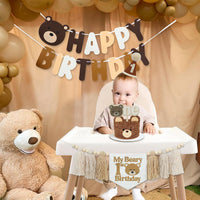 DCJHFJ First Birthday Decorations for Boy Highchair Banner One - White Beige Khaki - image 2