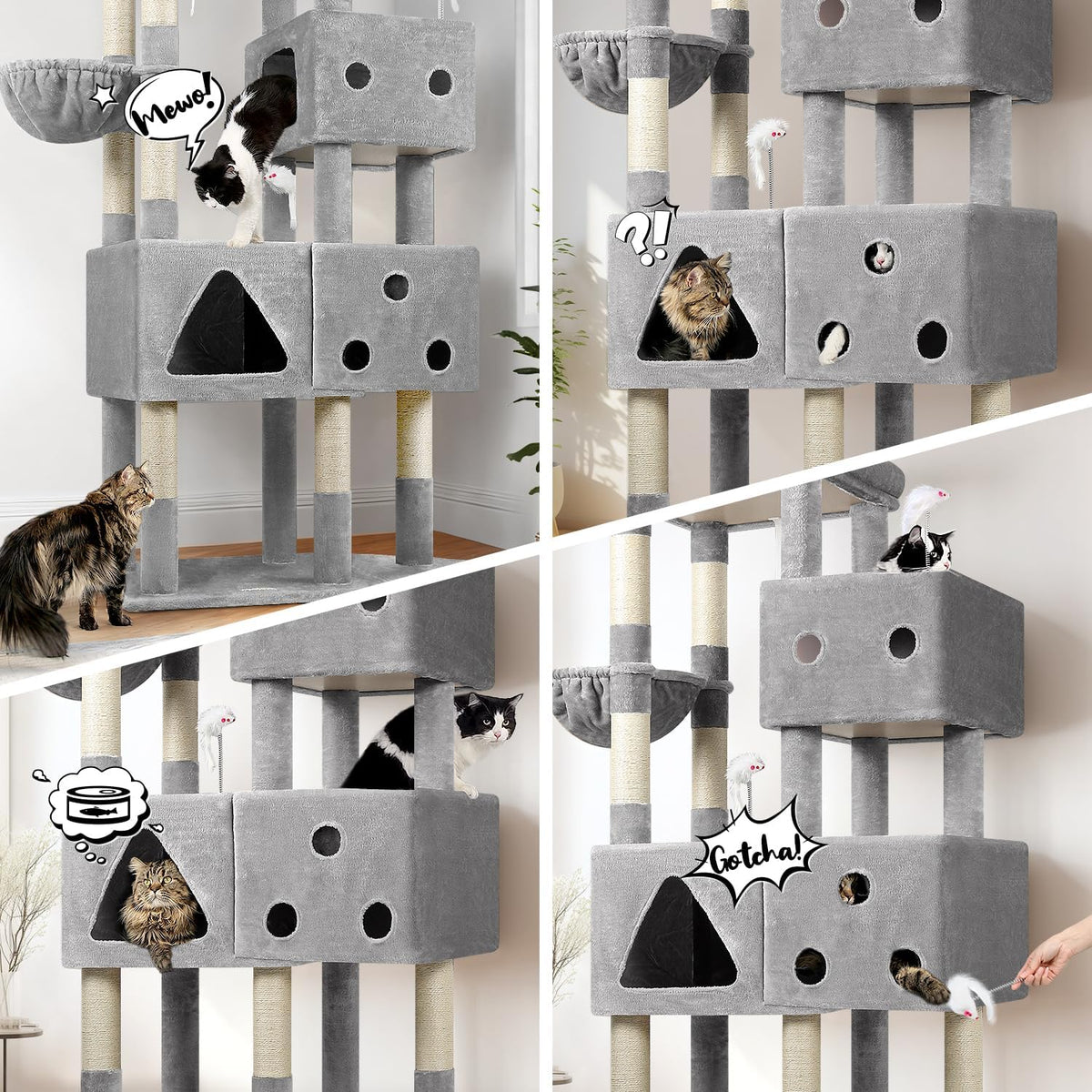 Globlazer Extra Large Cat Tower for Big Cats 20 lbs, F81 - 81 inch / Light Grey - image 2