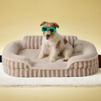 LE SURE Cute Cozy High Back Orthopedic Dog Beds Medium Size Dog - 28.0"l X 23.0"w X 6.5"th / Hazel