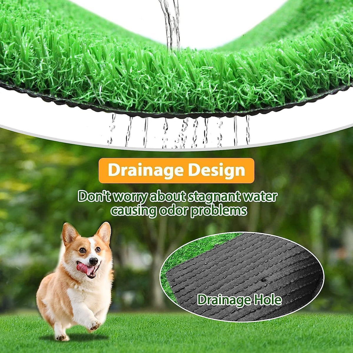 30 x 20 inches 2 Pack Fake Grass Pee for Dogs Artificial Grass Rug - 25.6 x 19.7 Inch (Pack of 2) - image 3