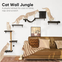 FUKUMARU Cat Wall Shelves - Gray / 4-Piece Set with Hammock - image 2