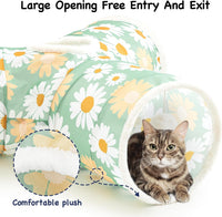 Tempcore Cat Tunnel, 3-Way Collapsible Toy for Indoor Cats - Daisy Green Printed / Small - image 3
