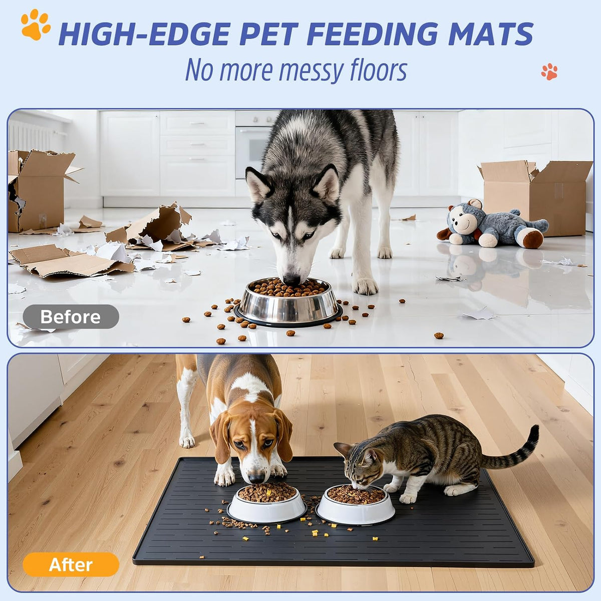 Large Dog Mats for Food and Water - Black / 40"L x 30"W - image 3