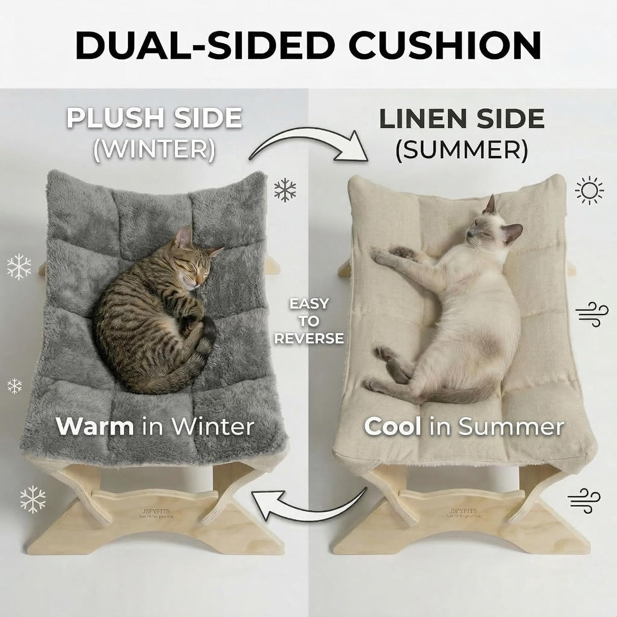 JSPYFITS Cat Cage Hammock with Ball - Cozy Grey - image 2