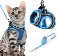rabbitgoo Cat Harness and Leash Set, Step-in Soft Vest - XL / Blue & Light Blue