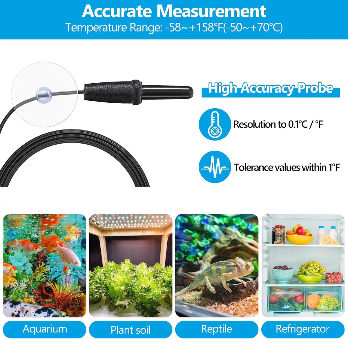 DaToo Aquarium Thermometer with Large LCD Display Fahrenheit/Celsius - 2 Pack - image 2