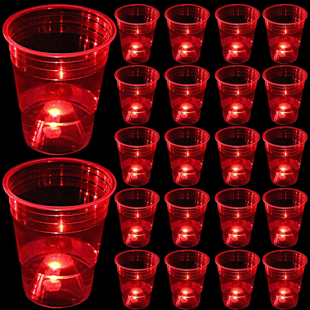 mishunyus 24-pack purple LED glow party cups, 16 oz plastic - view 5
