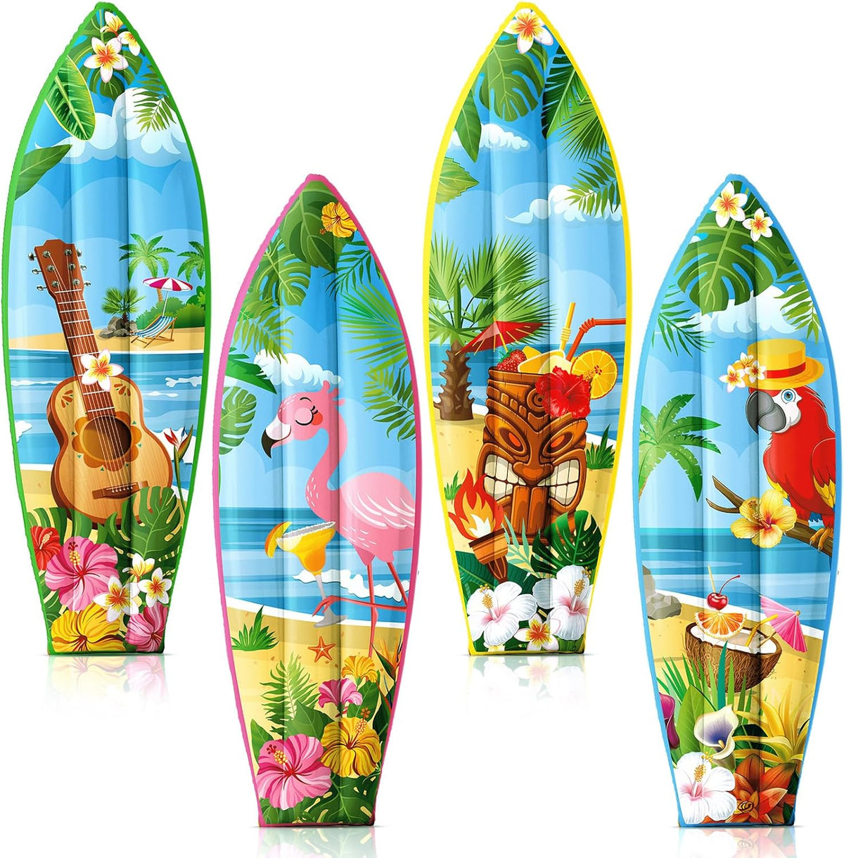 JellyArch inflatable surfboard decorations with tropical flower print, set of 4 - view 8