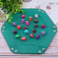 SIQUK 4 Pieces Dice Tray Set Foldable Dice Trays Hexagon Dice Rolling - Orange, Yellow, Cyan and Violet - image 4