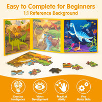 SYNARRY Unicorn Mermaid Princess Magnetic Puzzles for Child 3-5 - Dinosaur - image 4