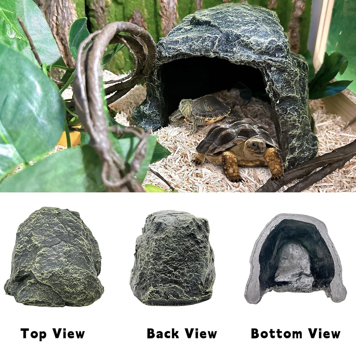 BNOSDM Reptile Hideout, Tortoise Hide Cave, Resin Rock - L-7.1x6.3x4.9inches - image 4