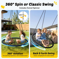 Trekassy 45" Spider Web Saucer Tree Swing with Swivel for Kids - Black / 45 inch - image 3