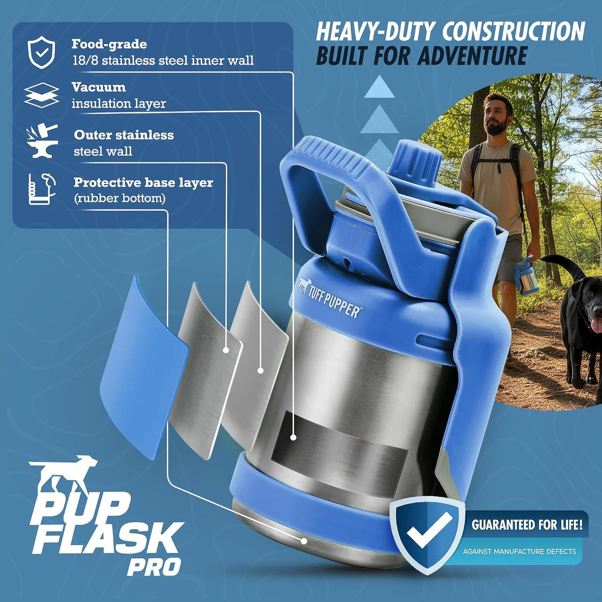 PupFlask Pro Portable Insulated Dog Water Bottle - Blue / 50 Ounce - image 4