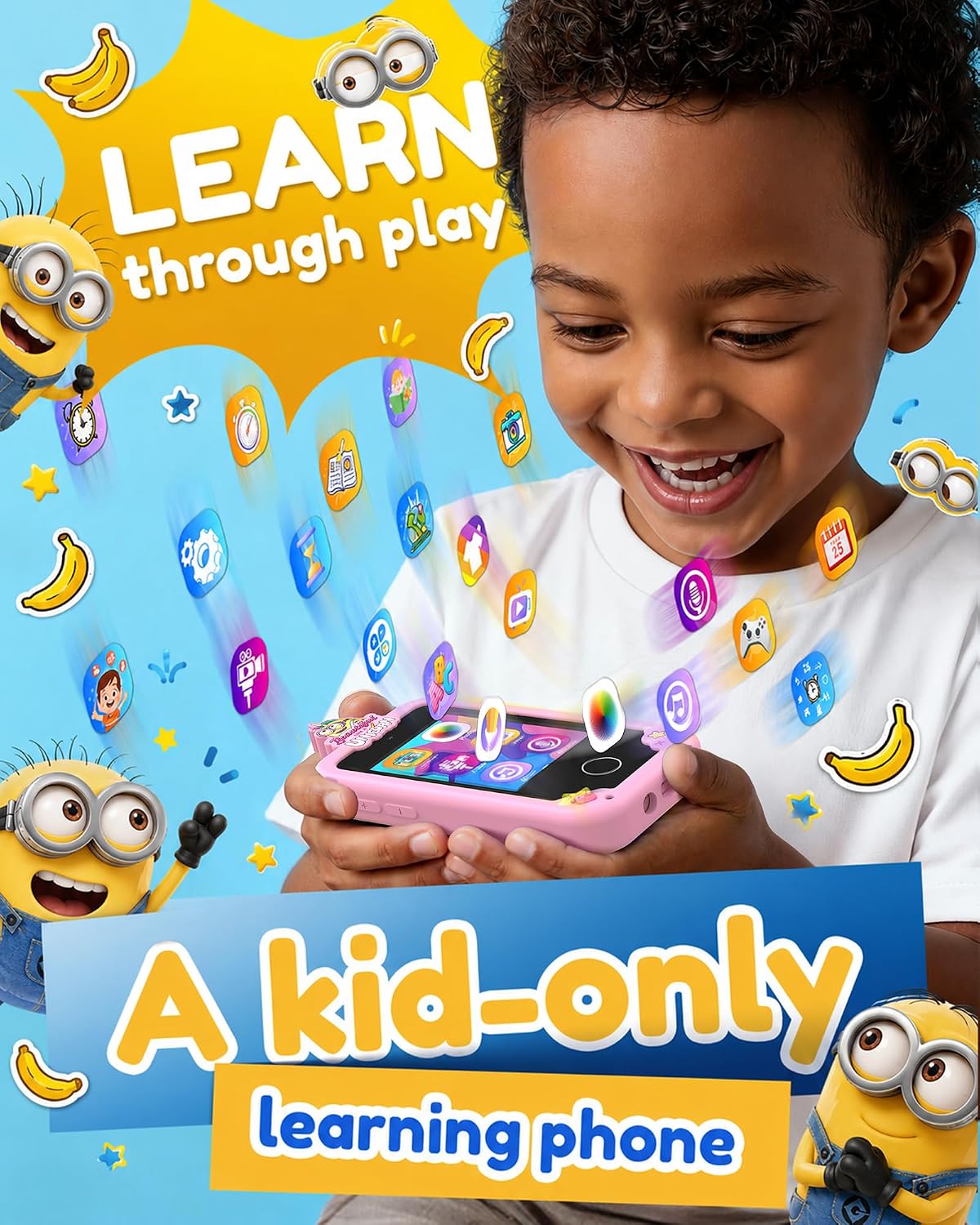 KOKODI Kids Smart Phone Toys - Minions Pink - image 3
