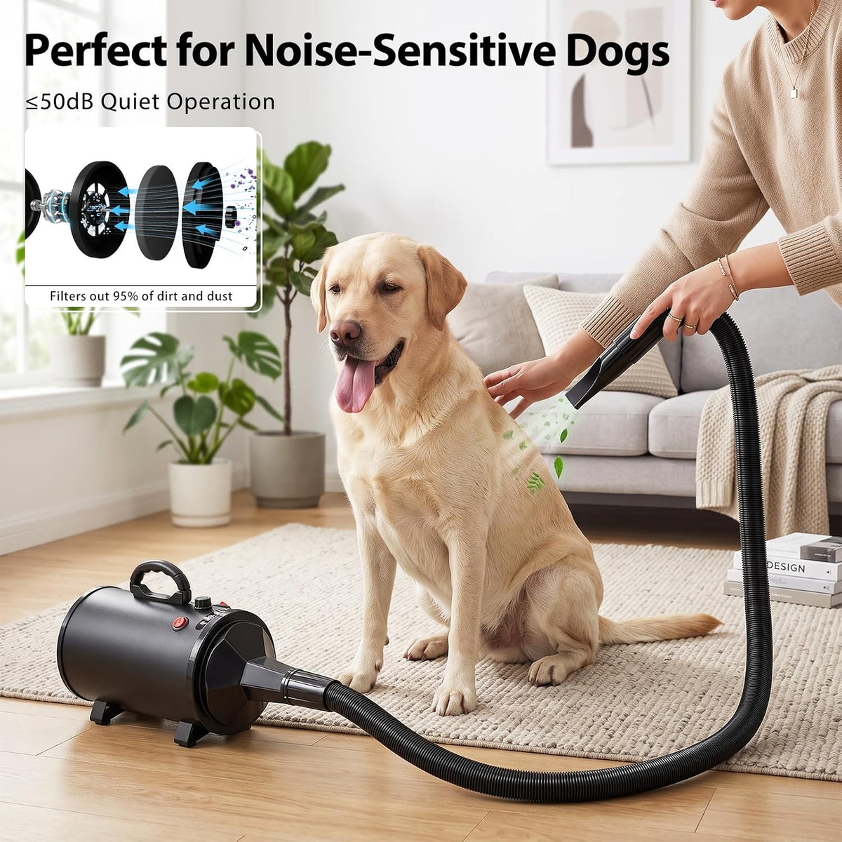 Dog Hair Dryer, Pet Hair Blower Dryer High Velocity - Black - image 3