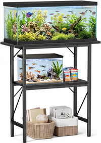 5-10 Gallon Fish Tank Stand with Storage Shelves - Black / 30 Gallon-2 Tier