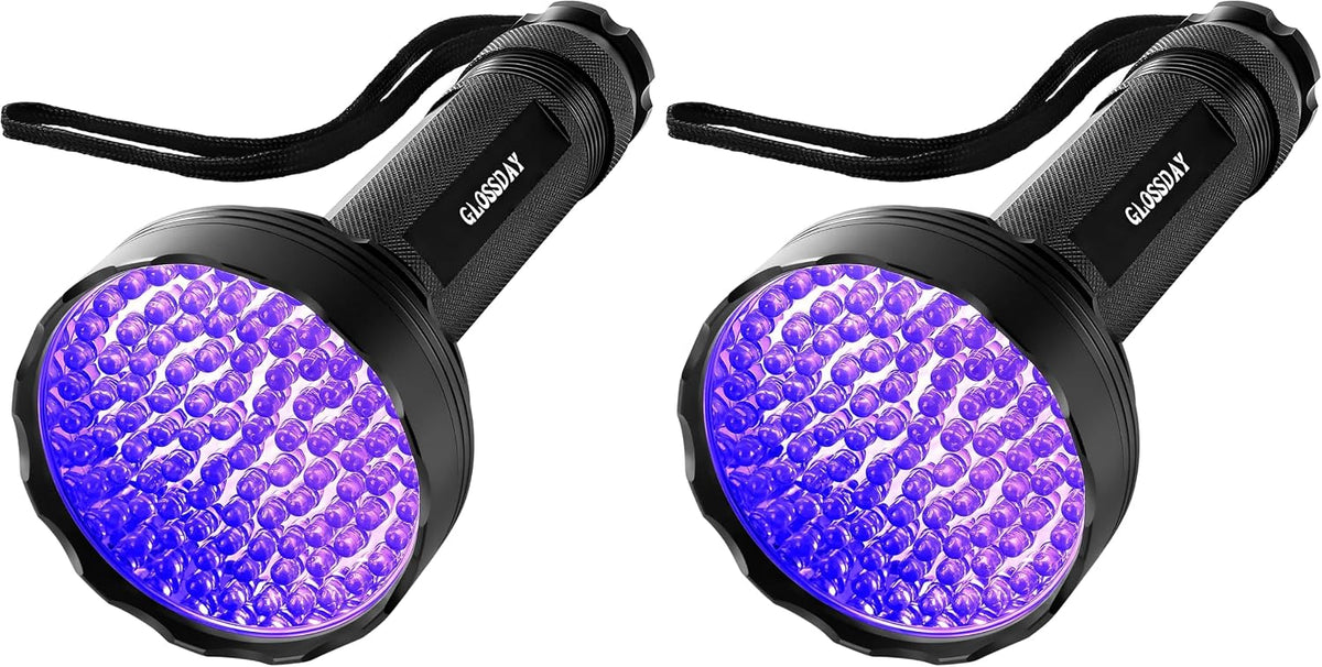 GLOSSDAY UV Flashlight Black Light - 100LED (Pack of 2)