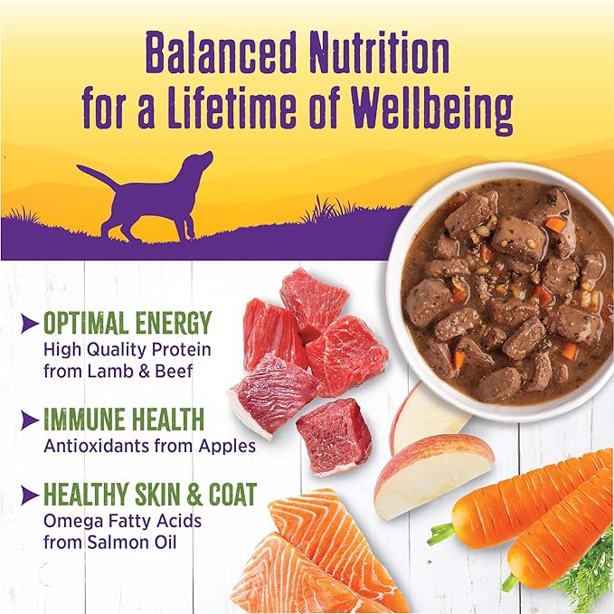 Wellness Complete Health Thick & Chunky Natural Canned Wet Dog Food, Lamb & Beef Stew, 12.5-Ounce Can (Pack of 12)