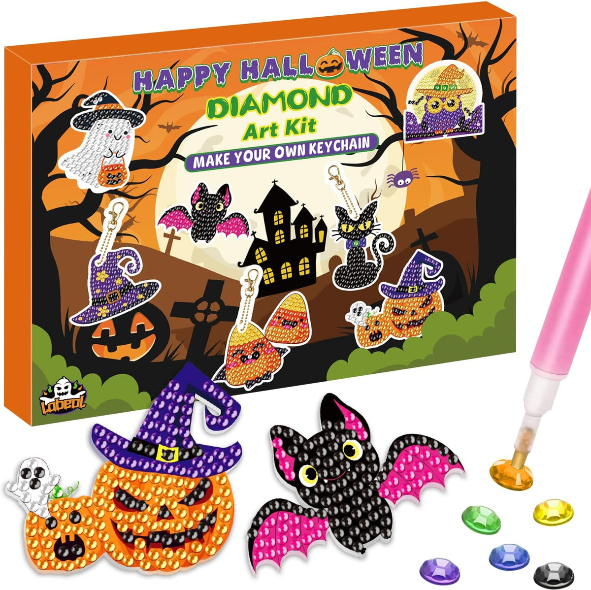 Labeol Diamond Art Kits for kids 5D Diamond Creat Your Own GEM - halloween