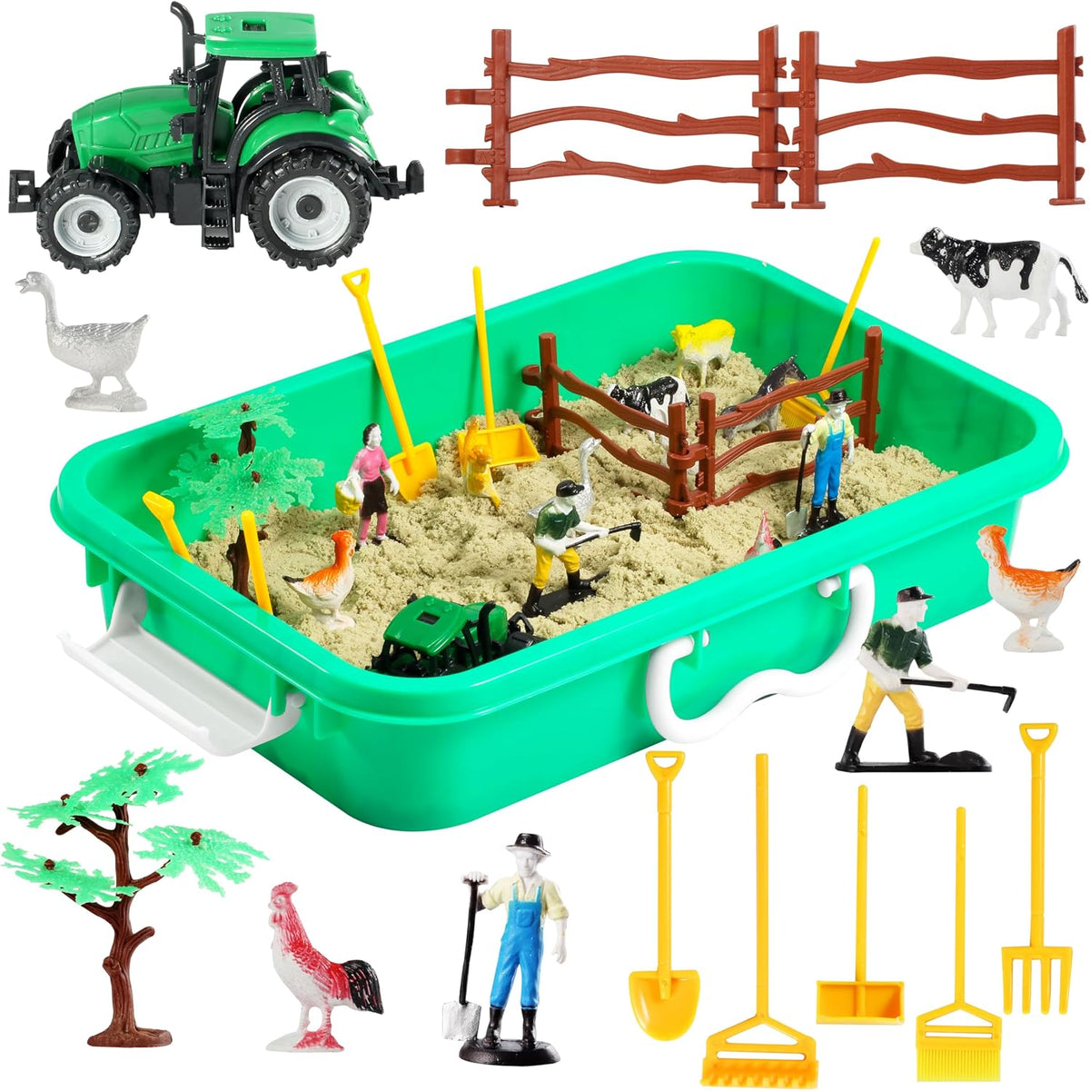 AGENTLAN Ocean Sensory Bin with Sensory Sand - FARM