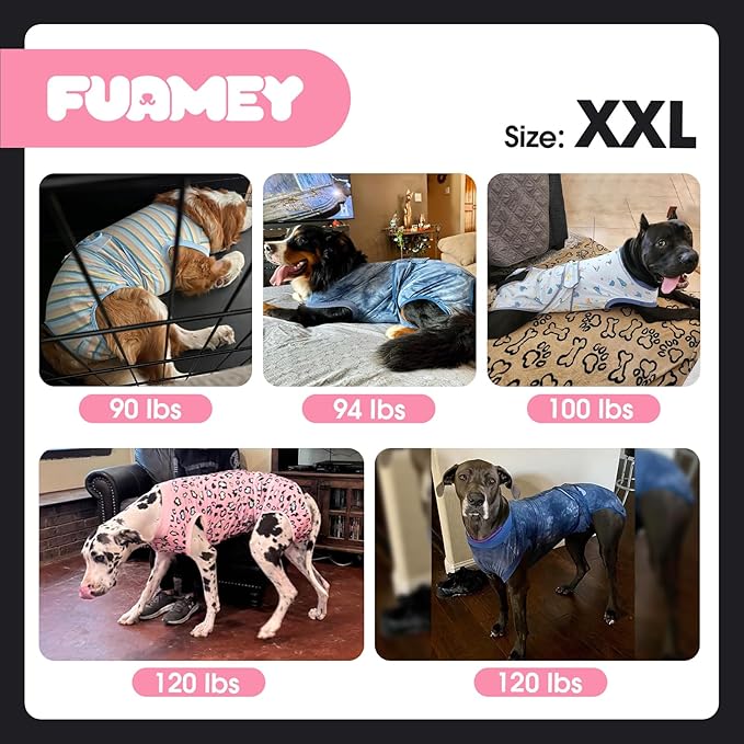 FUAMEY Dog Recovery Suit Male,Dogs Surgery Neuter Suits Puppy Spay Shirts for Female Protect Dog's Skin Anti Licking Abdominal Wounds Doggie Onesie Pet Bodysuit Alternative to Cone Black XXL