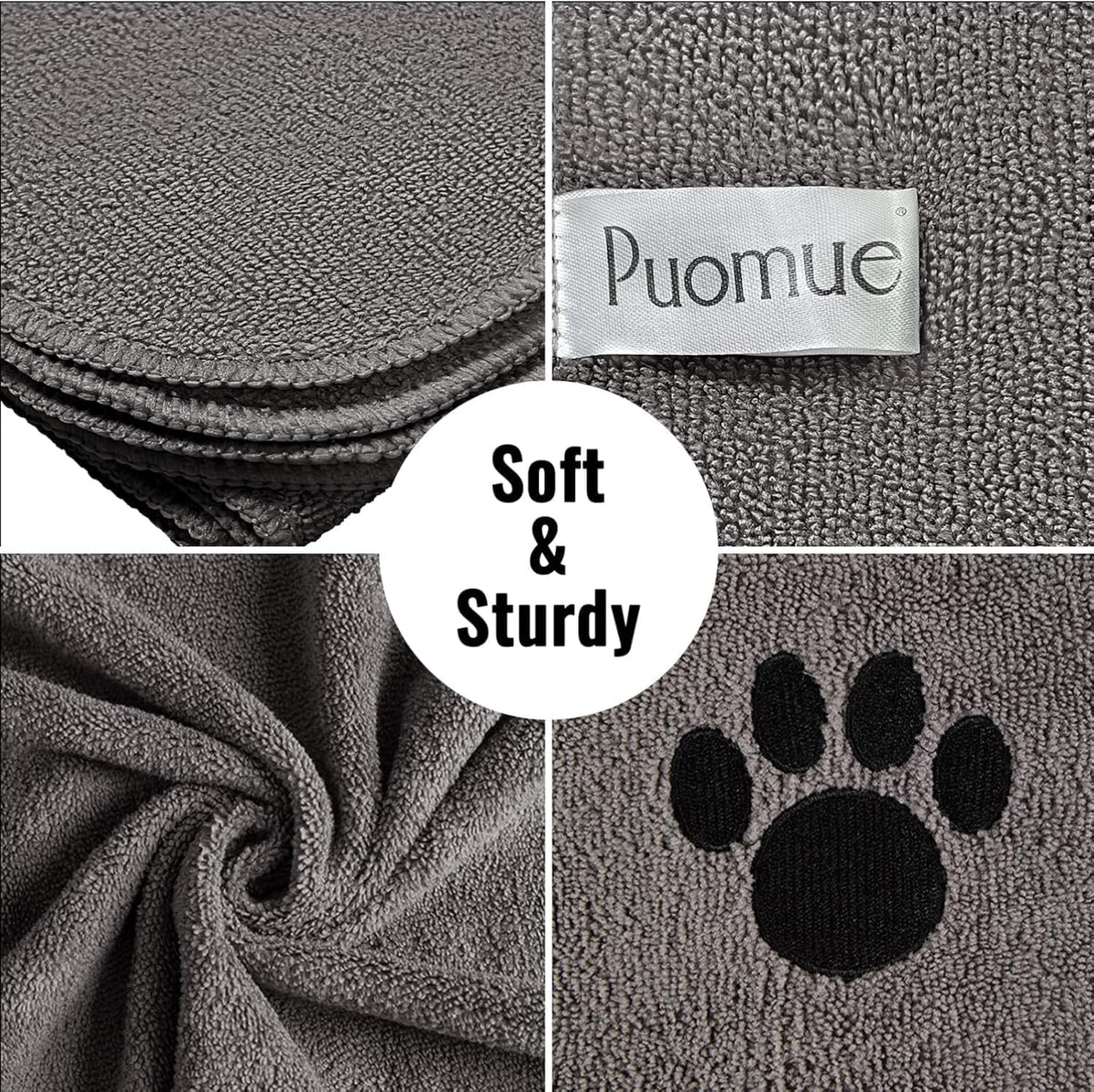 Puomue 2 Pack Microfiber Dog Towels for Drying Dogs - Grey / 40 x 23.6 inches - 2 Pack - image 2