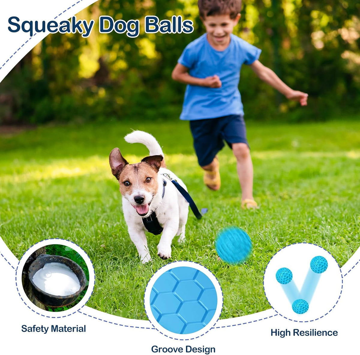2 Pack Indestructible Squeaky Dog Balls for Aggressive Chewers - Azure - image 3