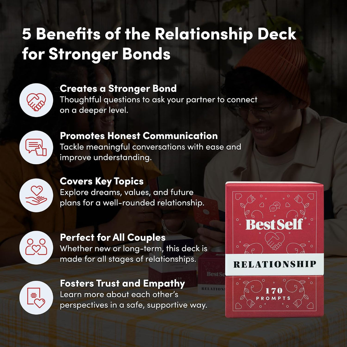 BestSelf Intimacy Deck, 170 Conversation Cards for Couples - Relationship Deck - image 2