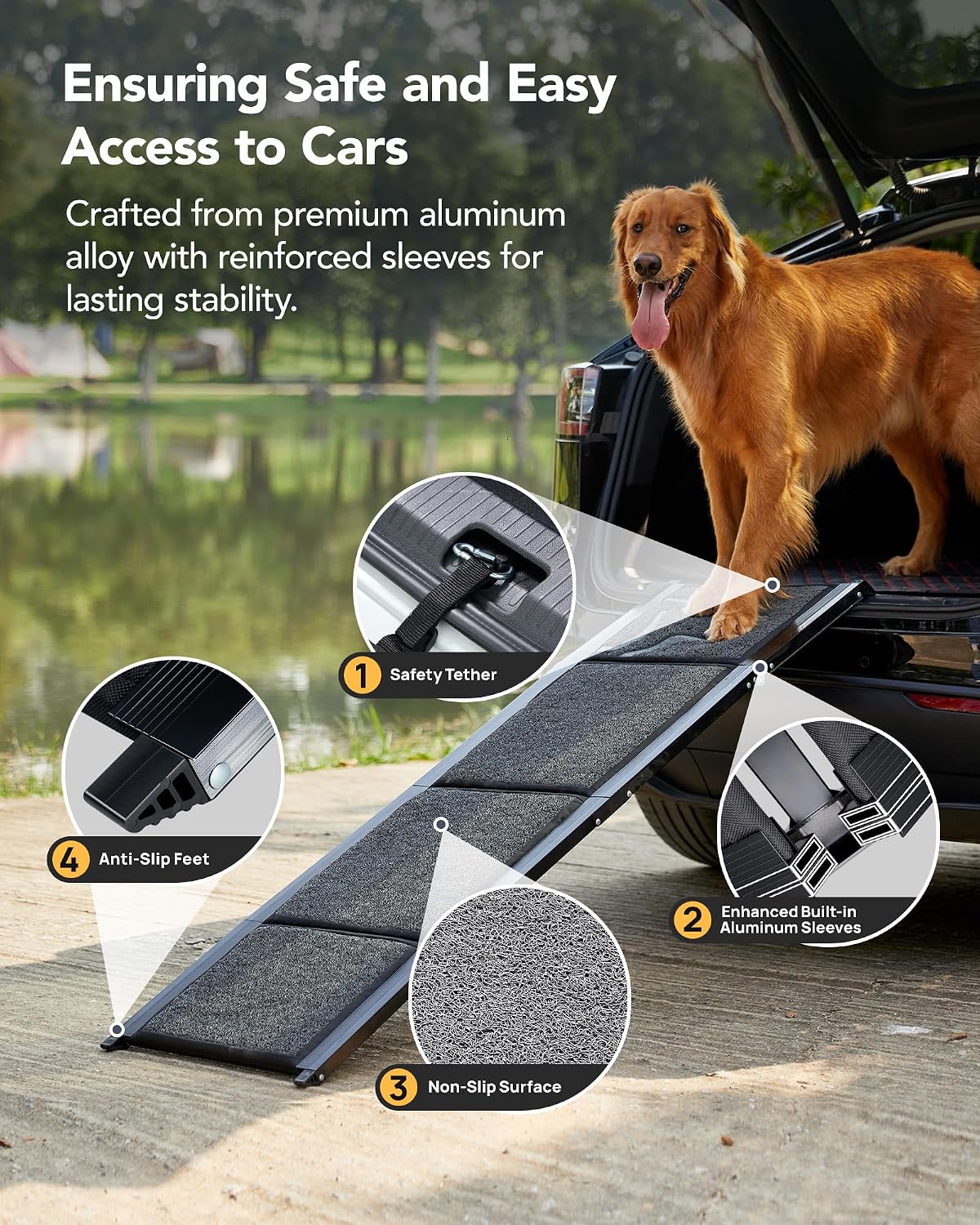 Dog Ramp for Cars, 71" L × 17.2" W, Extra-Long Foldable – Essentials for Dogs - Upgraded 71'' L x 19.7" W - image 4