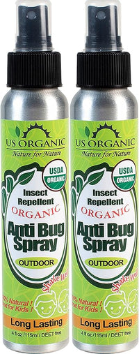 US Organic Mosquito Repellent Anti Bug Outdoor Pump Sprays, USDA Certification, Cruelty Free, Proven Results by Lab Testing, Deet-Free (4 oz - Value 2 Pack)