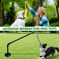 Flirt Pole for Dogs, Interactive Dog Toys Extendable Teaser Wand with Lure Chewing Toy, Chase - Tether Tug 39.4Inch-Black - image 4