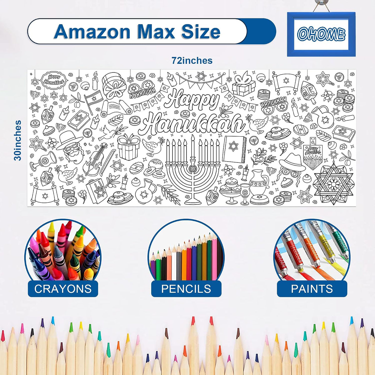 OHOME Halloween Giant Coloring Poster/Tablecloth-Halloween Crafts - Hanukkah - image 2