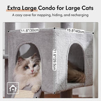 Cat Tree 32” Small Cat Tower with Large Hammock 16”& Self Groomer – Essentials for Cats - XXL-70" / Gray - image 4