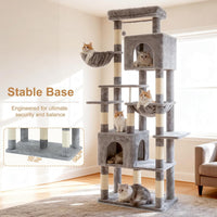 Heybly Cat Tree, 76-Inch Tall Heavy Duty Cat Tower for Big Cats HCT039G – Essentials for Cats - Light Gray / 76.8 inch - image 3