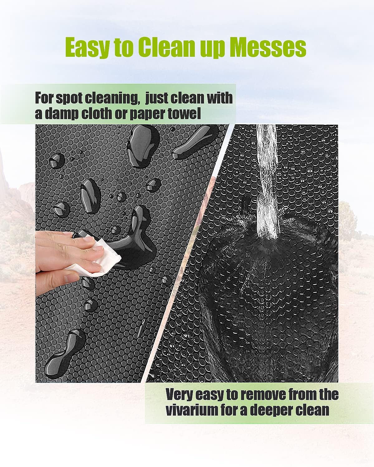 Bearded Dragon Tank Accessories, Reptile Substrate Floor - Black - image 3