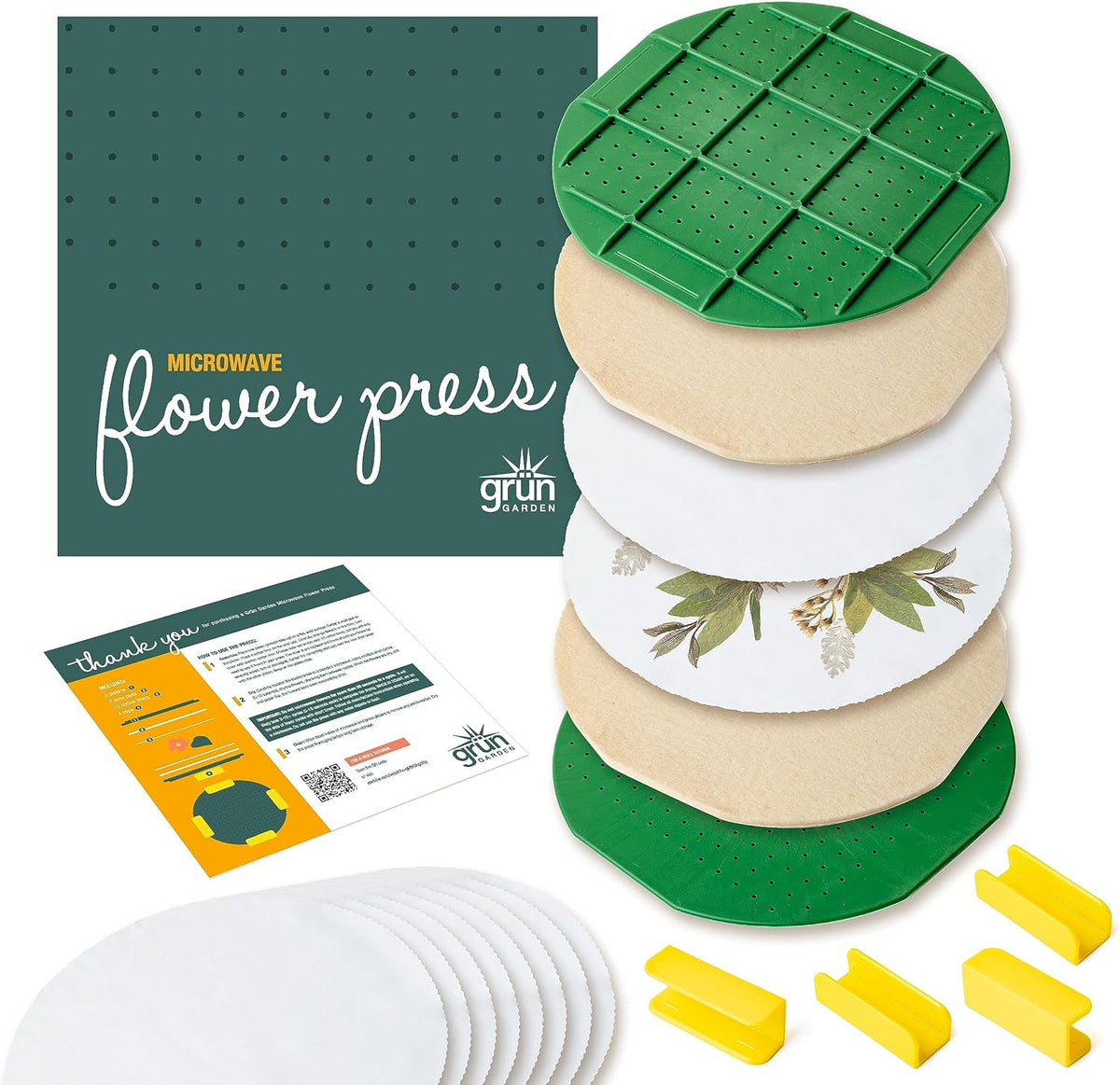 GSM Brands microwave flower press kit with two 10 inch round plates and clips