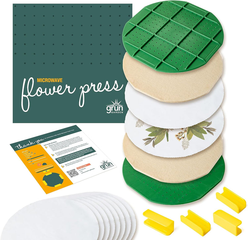 GSM Brands microwave flower press kit with two 10 inch round plates and clips
